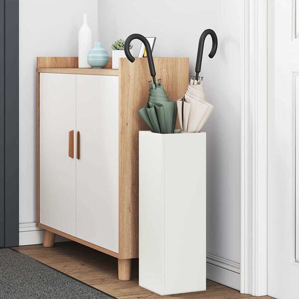 vidaXL Supporto per Ombrellone Bianco 15,5 x 15,5 x 49 cm Metallo