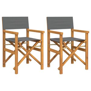 vidaXL Sedie da Regista Pieghevoli 2 pz Grigio Legno Massello di Teak