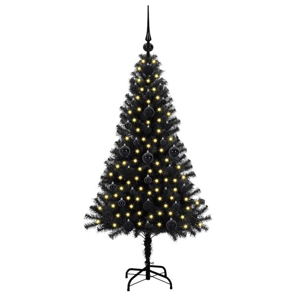 vidaXL Albero di Natale con 150 LED con supporto Nero 120 cm PVC