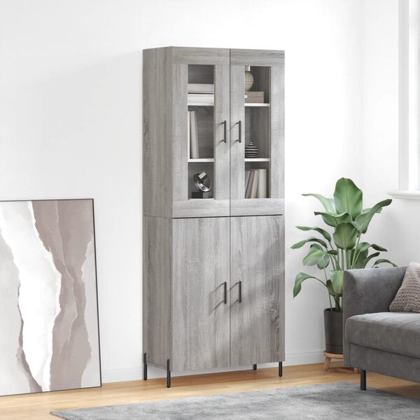 vidaXL Credenza Grigio Sonoma 69,5x34x180 cm in Legno Multistrato