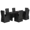 vidaXL Set da Pranzo da Giardino 7 pz Nero con Cuscini in Polyrattan