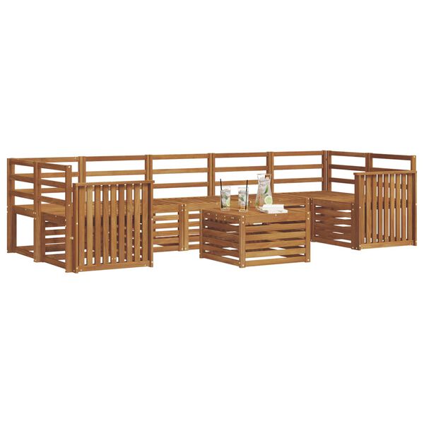 vidaXL Set divani 8 pcs Naturale Legno di Acacia Massello