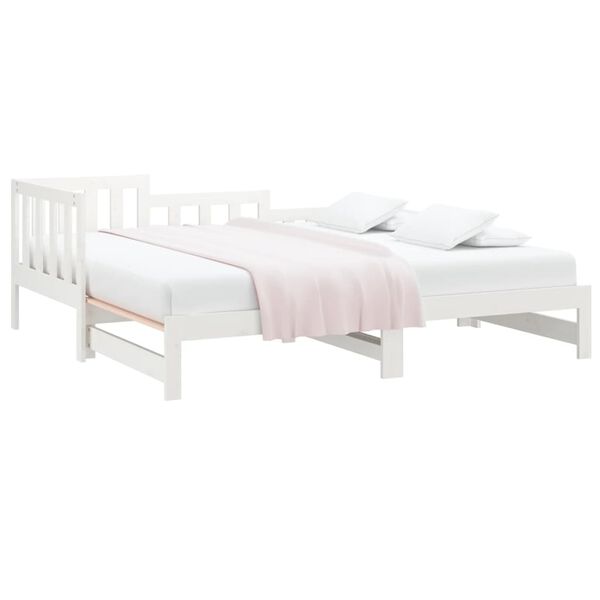 vidaXL Dormeuse Estraibile Bianca 2x(90x190) cm Legno Massello di Pino