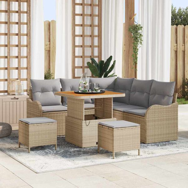 vidaXL Set Divano da Giardino con cuscino 8 pcs Beige e Grigio Chiaro