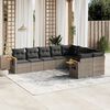 vidaXL Set Divano da Giardino 9 pz con Cuscini Grigio in Polyrattan