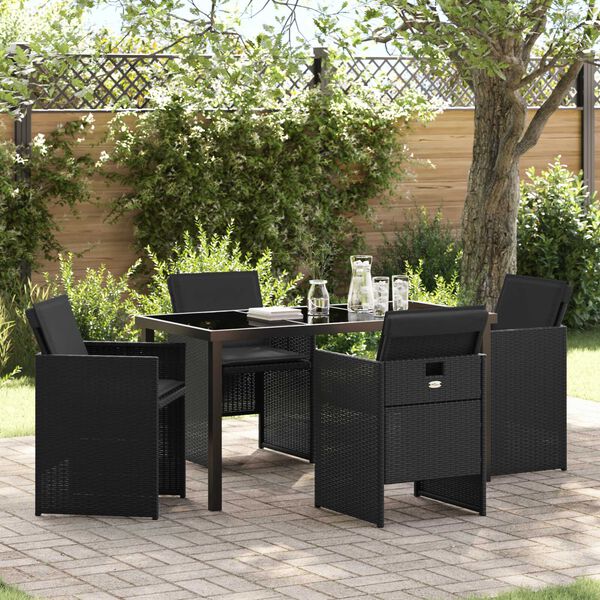 vidaXL Set da Pranzo per Giardino 5 pcs Nero polyrattan