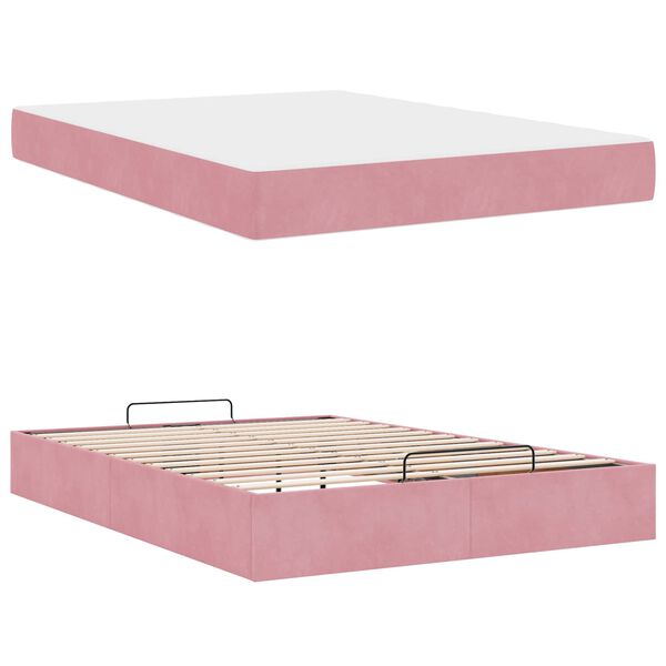 vidaXL Struttura letto con materasso con materasso 2 pcs Rosa Velluto
