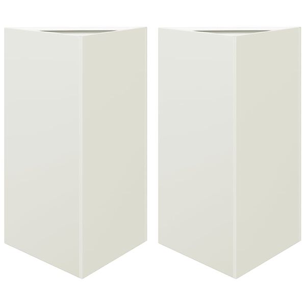 vidaXL Fioriere 2 pz Bianche Triangolari 50x43x75 cm in Acciaio