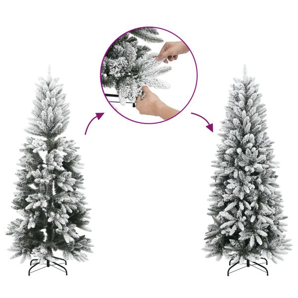 vidaXL Albero Natale Artificiale Sottile Neve Floccata 120cm PVC e PE