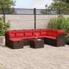 vidaXL Set Divani da Giardino 9pz con Cuscini Marrone in Polyrattan