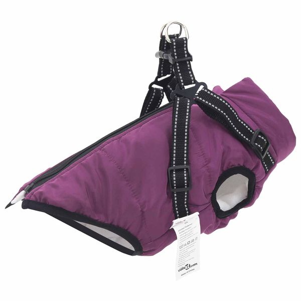 vidaXL Cappotto per Cani con imbracatura Viola L28 Pile e Poliestere