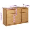 vidaXL Credenza SAUDA Rovere 114x43x75,5 cm in Legno Massello di Pino