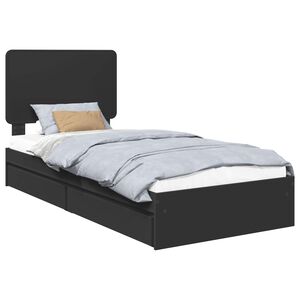 vidaXL Letto con Contenitore Nero 100 x 200 cm Legno multistrato