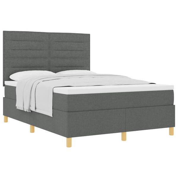 vidaXL Letto a molle con materasso Grigio scuro 140 x 190 cm Tessuto