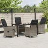vidaXL Set da Pranzo per Giardino con cuscino 5 pcs Grigio Poly Rattan