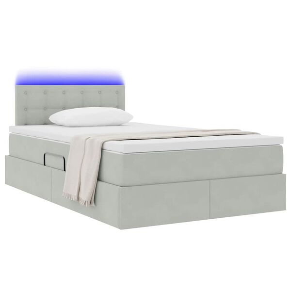 vidaXL Letto con contenitore e LED Grigio chiaro 120 x 200 cm Velluto