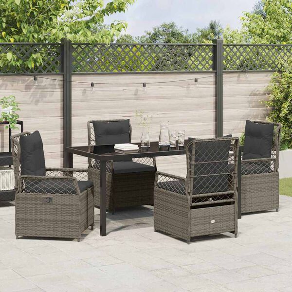 vidaXL Set da Pranzo per Giardino 5 pcs Grigio polyrattan
