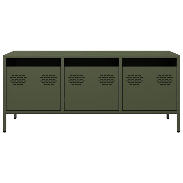 vidaXL Mobile TV Verde Oliva 101,5x39x43,5cm Acciaio Laminato a Freddo