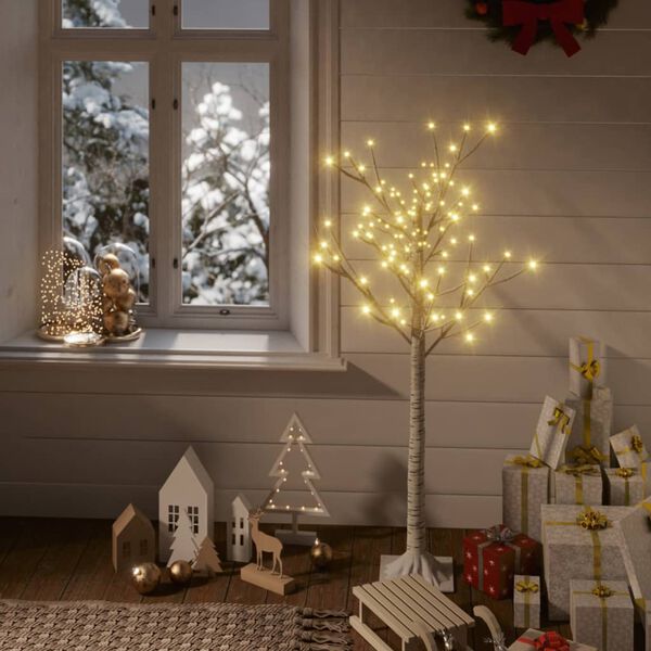 vidaXL Albero Natale 128 LED 1,2 m Salice Bianco Caldo Interno Esterno