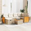 vidaXL Set Divani da Giardino 7 pz con Cuscini Beige in Polyrattan