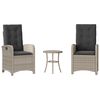 vidaXL Set da Bistr&ograve; 3 pz con Cuscini Grigio Chiaro in Polyrattan