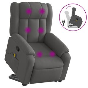 vidaXL Poltrona Alzapersona Massaggi Reclinabile Grigio Scuro Tessuto