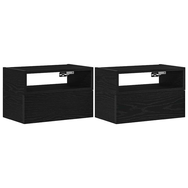 vidaXL Comodini a Muro 2 pz Nero 45x26x28,5 cm