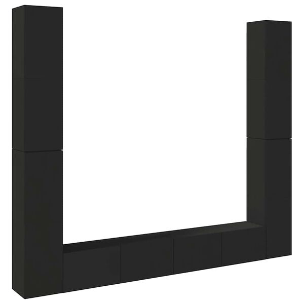 vidaXL Set di Mobili Porta TV 6 pz Nero in Legno Multistrato