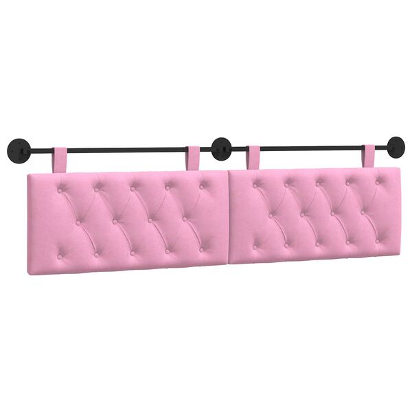 vidaXL Testata appesa Montaggio a parete Rosa 190 x 55 x 7 cm Tessuto