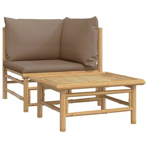vidaXL Set Salotto da Giardino 2pz con Cuscini Tortora Bamb&ugrave;