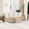vidaXL Set Divano da Giardino 5 pz con Cuscini Beige in Polyrattan