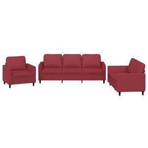 vidaXL Set di Divani 3 pz con Cuscini Rosso Vino in Similpelle