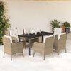 vidaXL Set da Pranzo da Giardino 7 pz con Cuscini Beige in Polyrattan
