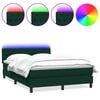 vidaXL Letto a Molle con Materasso e LED Verde Scuro 160x220 cm Velluto