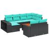 vidaXL Set Divani da Giardino 11 pz con Cuscini Nero in Polyrattan
