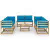 vidaXL Set Salotto Giardino con Cuscini 9 pz in Pino Impregnato