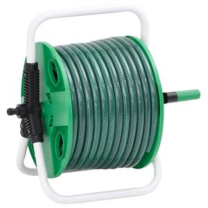 vidaXL Avvolgitubo Autonomo Verde con Set Raccordi Tubo 0,75" 20 m PVC