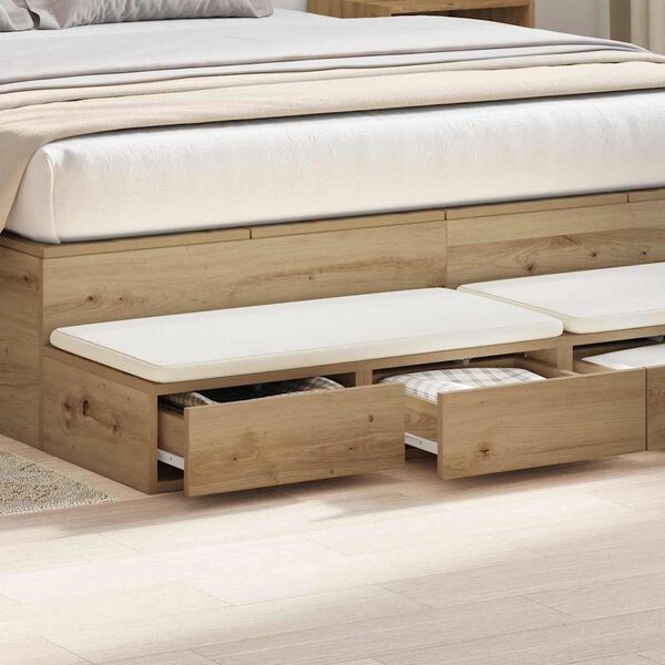 vidaXL Cassetti per letto Rovere artigianale 135 x 36,5 x 16,5 cm