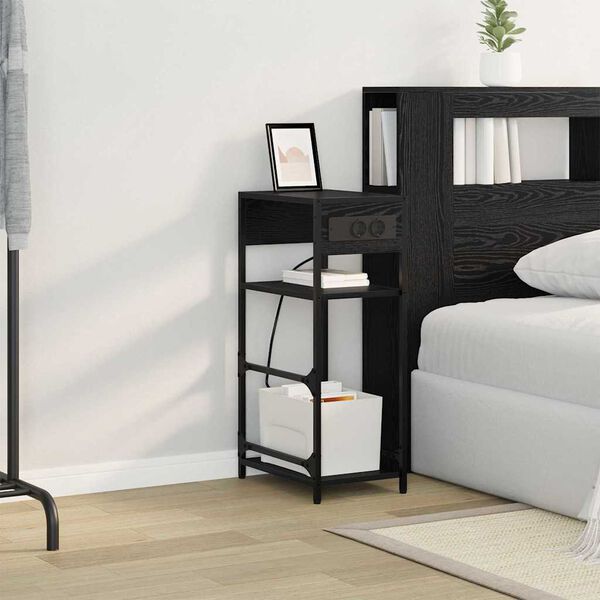 vidaXL Armadio da Notte Rovere Nero 40 x 27 x 76 cm Legno multistrato