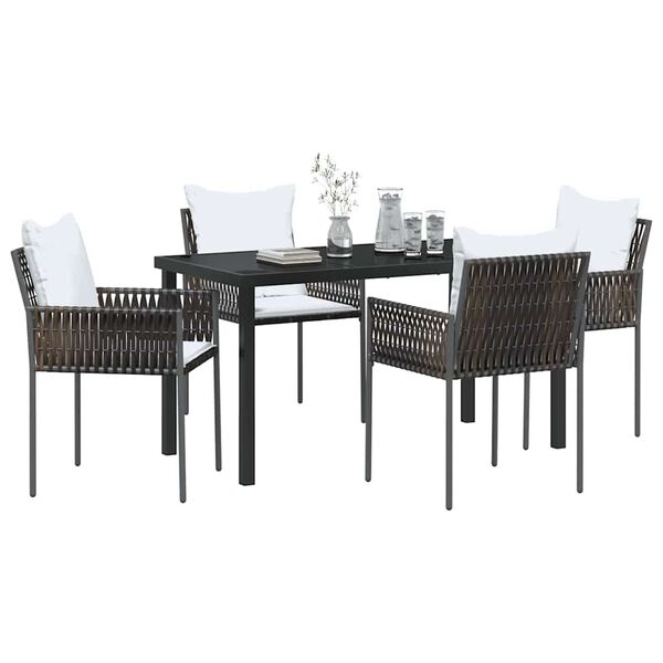 vidaXL Set da Pranzo per Giardino 5 pcs Marrone e Nero Rattan in PE