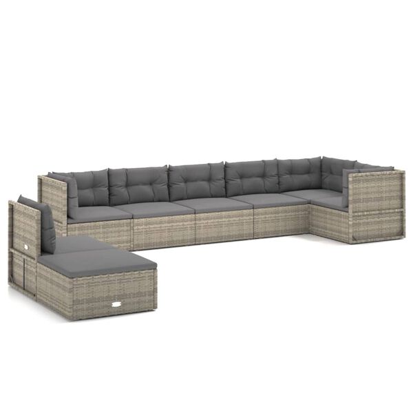 vidaXL Set Divani da Giardino 8 pz con Cuscini in Polyrattan Grigio