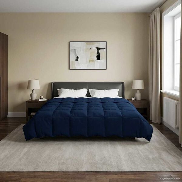 vidaXL Duvet Invernale Trapuntato Blu Scuro 220 x 240 cm Microfibra