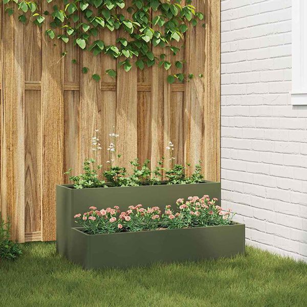 vidaXL Vaso da giardino Verde oliva 100 x 60 x 45 cm
