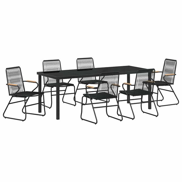 vidaXL Set da Pranzo per Giardino 7 pcs Nero
