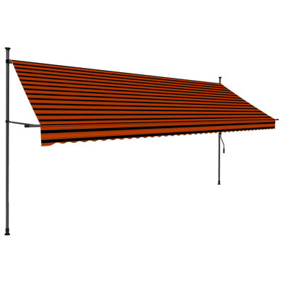 vidaXL Tenda da Sole Retrattile Manuale LED 400 cm Arancione e Marrone