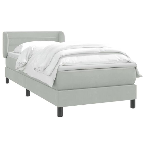 vidaXL Giroletto a Molle con Materasso grigio chiaro 90x210 cm Velluto