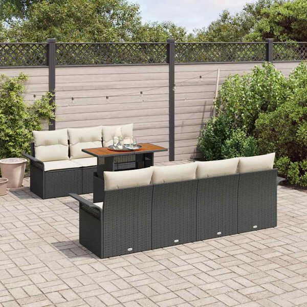 vidaXL Set Divano da Giardino con archiviazione 8 pcs Nero Poly Rattan