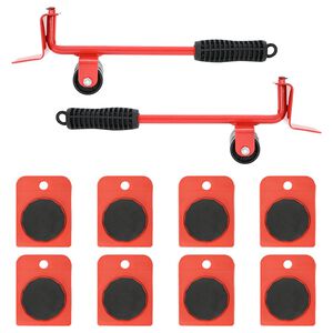 vidaXL Ruote per mobili 8 pz con sollevatori Rosso 9,8x7,5x3 cm 150 kg