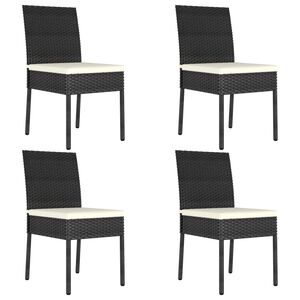 vidaXL Sedie da Pranzo per Giardino 4 pz in Polyrattan Nero