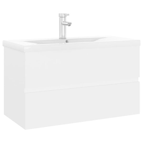 vidaXL Mobile con Lavabo Integrato Bianco in Legno Multistrato